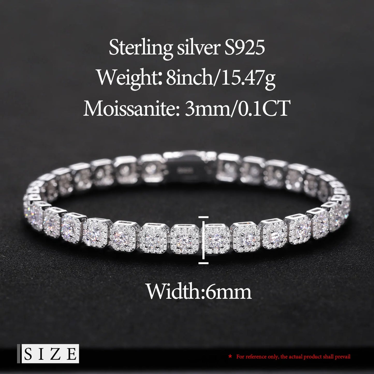 Iced Out Moissanite Tennis Bracelet – S925 Silver & 18K Gold Plated