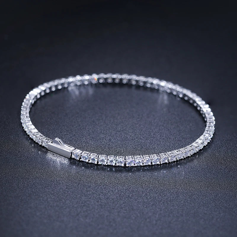 Iced Out Moissanite Tennis Bracelet – S925 Silver & 18K Gold Plated