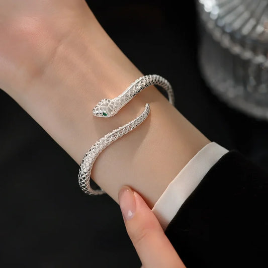 925 Sterling Silver Snake Shape Charm Bracelet