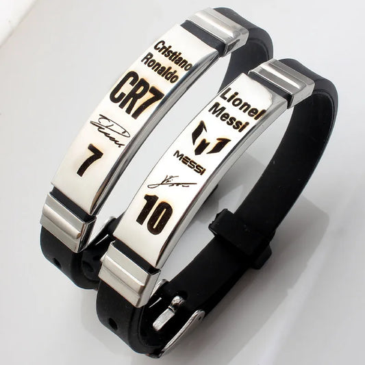 HNSP Football Star Bracelet – Stainless Steel & Silicone Soccer