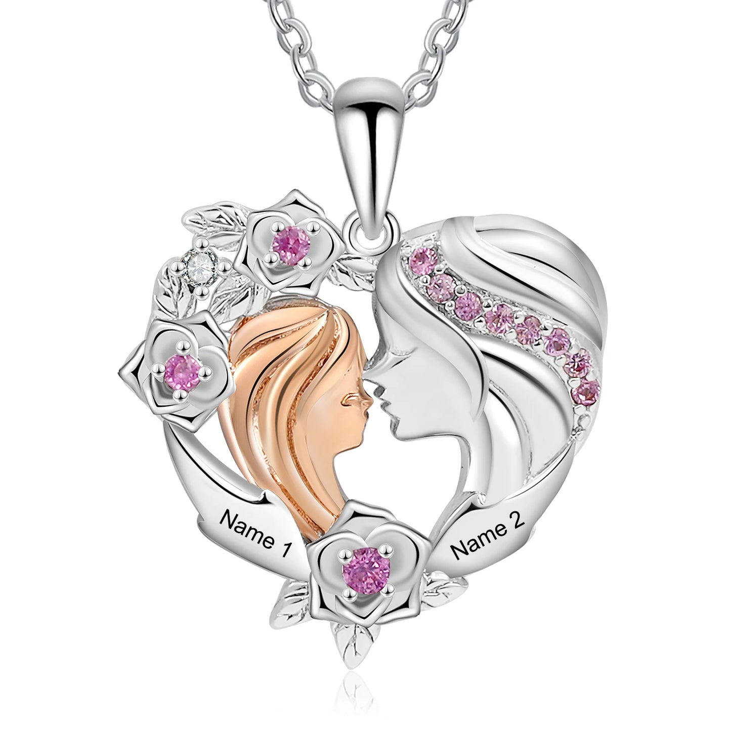 Personalized Mother-Daughter Heart Necklace