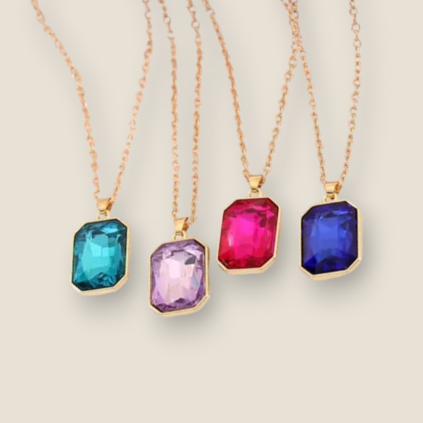 Stylish Hexagonal Gemstone Pendant Necklace